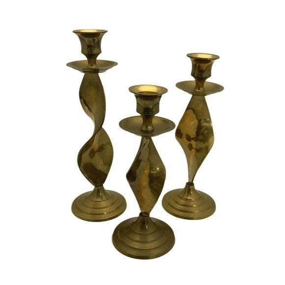 Gatco Accents Vintage Gatco Brass Candlesticks Twisted Ribbon Taper